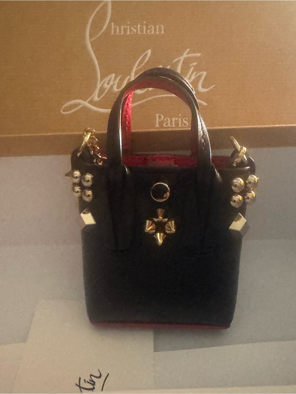 CHRISTIAN LOUBOUTIN CABATA MICRO SPIKE LEATHER, AIRPODS BAG - Picture 4 of 8